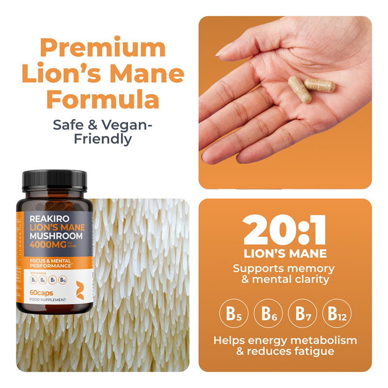 Lion's Mane Mushroom Capsules 4000mg 60pcs - Focus & Mental Performance