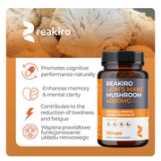 Lion's Mane Mushroom Capsules 4000mg 60pcs - Focus & Mental Performance