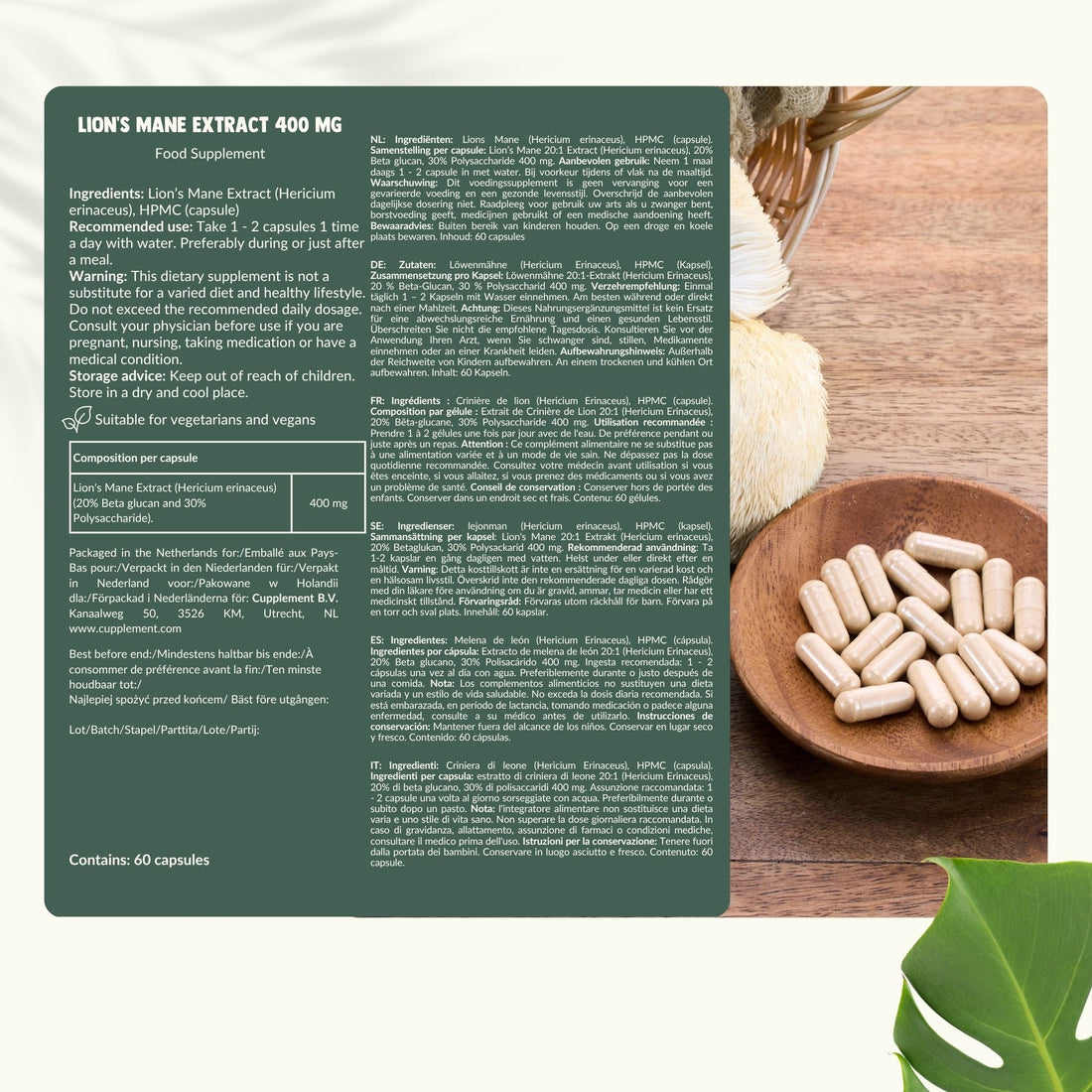 Lion's Mane Extract Capsules 400 mg