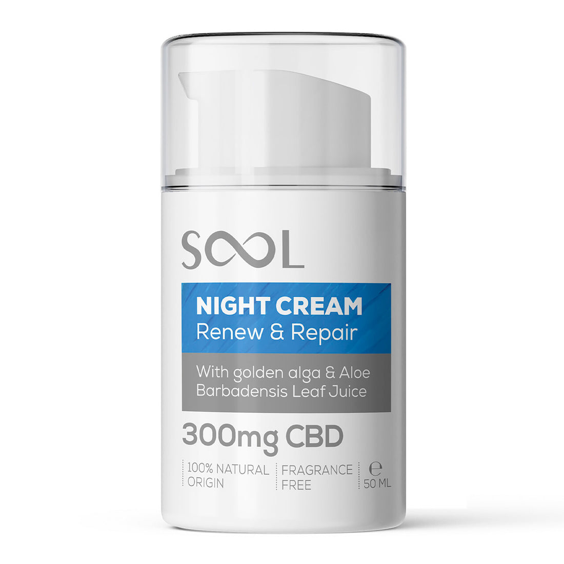 Tarro de crema nocturna de CBD Renew & Repair de SOOL, 50 ml