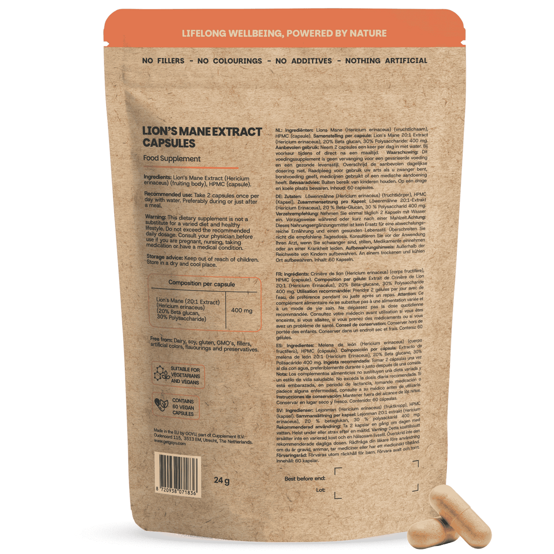 Lion's Mane Extract Capsules 400 mg