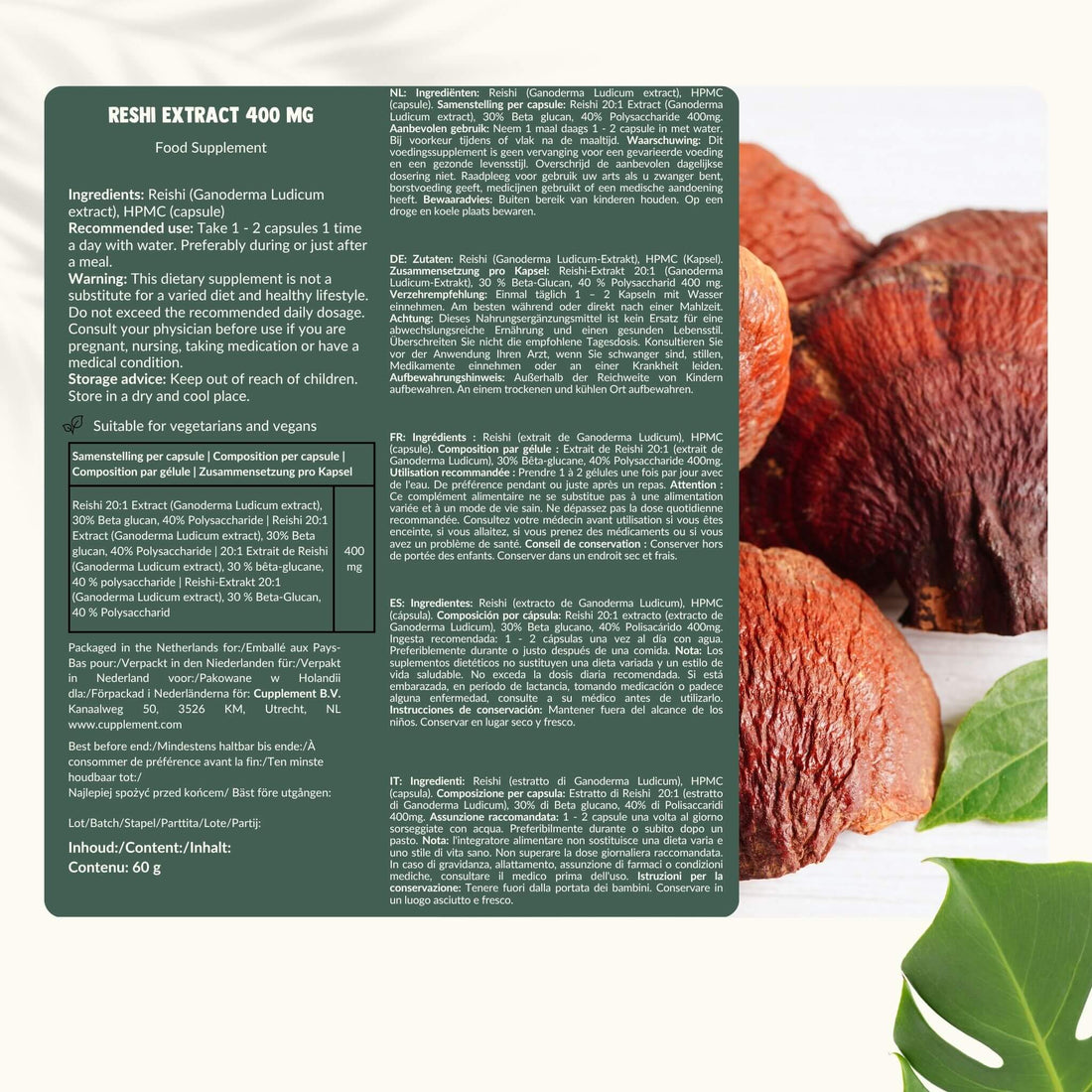 Reishi Extract 400 mg Capsules